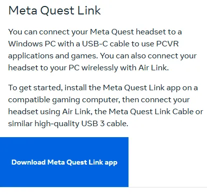 Download Meta Quest Link App