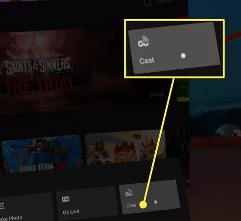 Cast option on the Meta Quest 2
