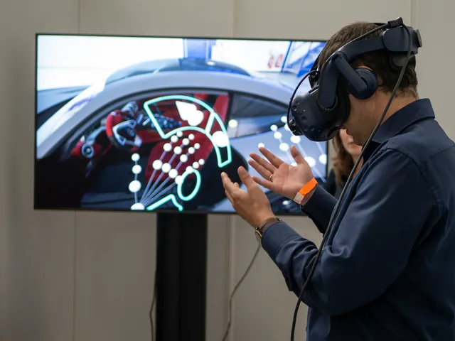 A person wearing a VR headset and playing browser VR games